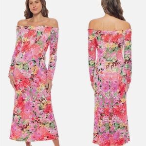 MARINA Vibrant Floral Long Sleeve Dress